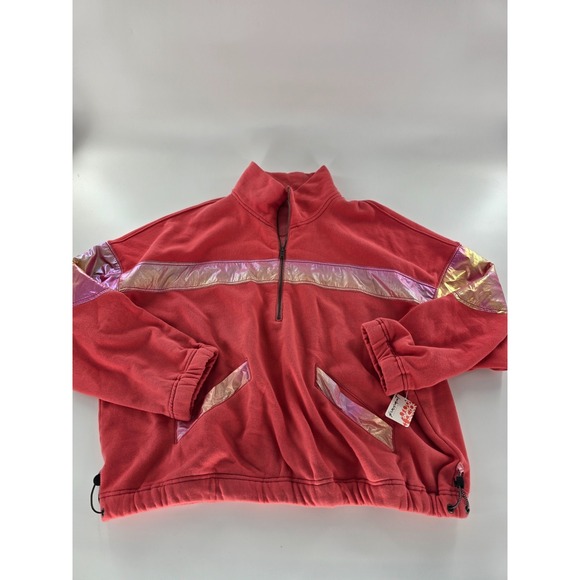 Free People Tops - Free‎ People Oversized Away We Go Half-Zip Pullover Women's M Pink Hibiscus New